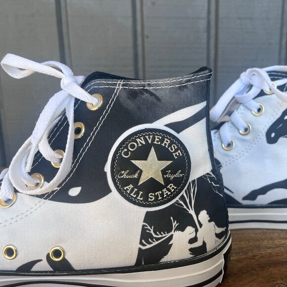 NWOT Frozen 2 x Converse Chuck Taylor All Star High 'Enchanted Forest' M6.5W8.5 - Picture 5 of 6